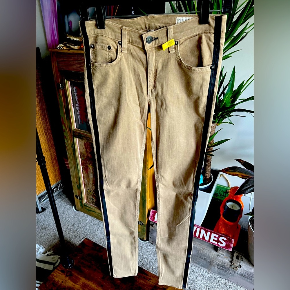 rag and bone tan jeans with black stripe